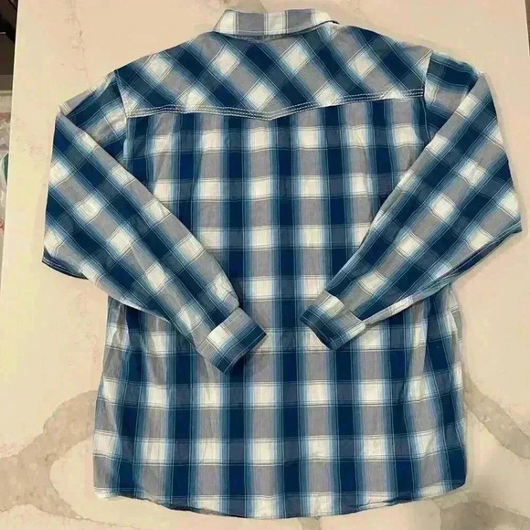 Cowboy Hardware Royal Classic Blue Plaid Long Sleeve Western Shirt Mens XXL Snap - Picture 6 of 6